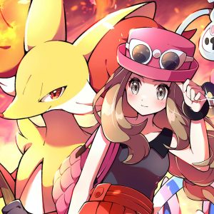 Serena y Braixen entre Llamas