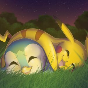 Pikachu y Piplup bajo las Estrellas