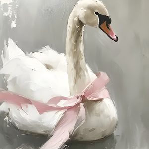 Cisne con Lazo Rosa