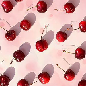 Cerezas sobre Rosa