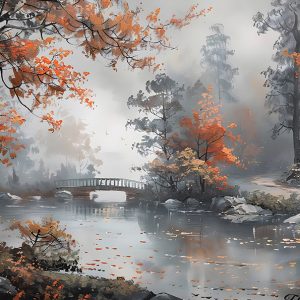 Puente entre Hojas de Otoño