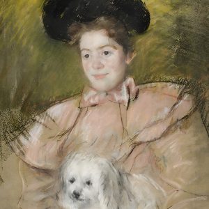 Dama con Perro Blanco