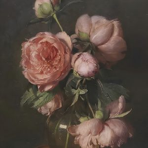 Peonías en Florero Oscuro