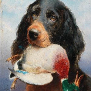 Perro con Pato de Caza