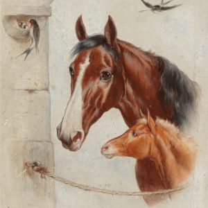 Caballo y Potrillo en el Establo