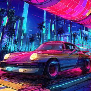 Porsche Entre Luces Neón