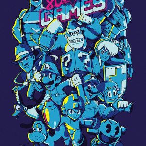 Leyendas de los 80 en azul neón