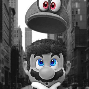 Mario y Cappy en la ciudad