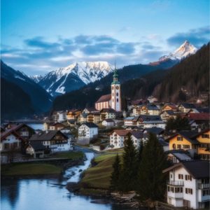 Reflejos de un pueblo alpino