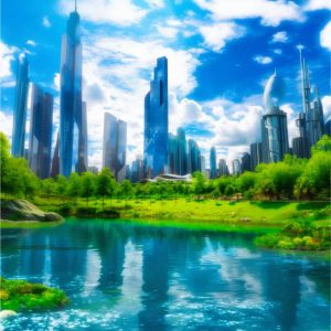 Torres de cristal junto al lago